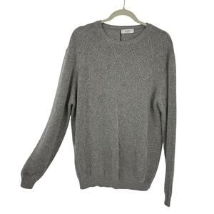 Tato Betti Mens Baby Alpaca Sweater XXL Light Gray Diamond Pattern Crewneck NEW